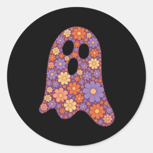 Cute Floral Ghost Boo Sticker Halloween