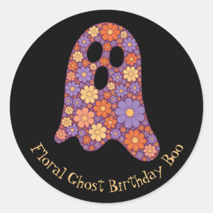 Cute Floral Ghost Boo Sticker Halloween