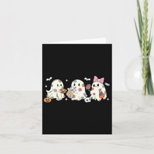 Cute Floral Ghost Drinking Coffee Halloween Ghost Card