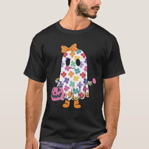 Cute Floral Ghost Trick Or Treat Funny Halloween C T-Shirt