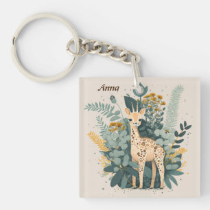 Cute floral giraffe   key ring