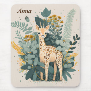Cute floral giraffe notebook clipboard mouse pad