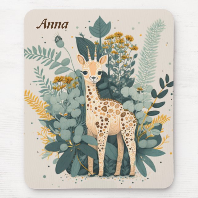 Cute floral giraffe notebook clipboard mouse pad (Front)