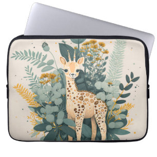 Cute floral giraffe tissue paper laptop sleeve