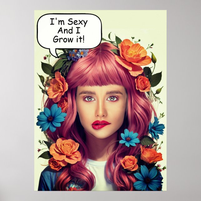 Cute floral girl face in hole photo poster (Front)