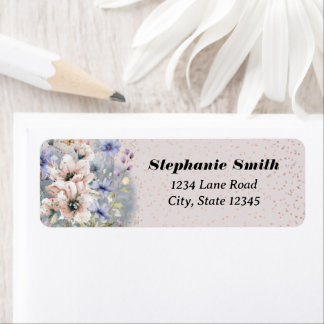 Cute Floral Glitter Personalised Return Address Label