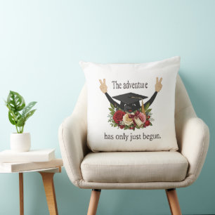 Cute Floral Graduation Cap The Adventure Begins Cushion