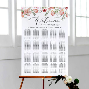 Cute Floral Greenery Wedding Seating Chart