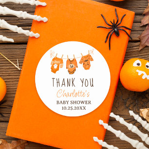 Cute floral Halloween thank you baby shower  Classic Round Sticker