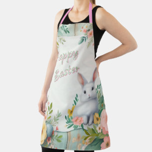 Cute, floral happy Easter bunny Apron