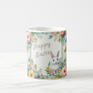 Cute, floral happy Easter bunny Coffee Mug