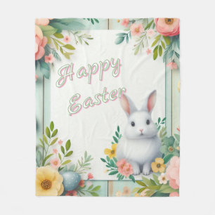 Cute, floral happy Easter bunny Fleece Blanket