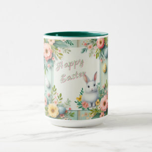 Cute, floral happy Easter bunny Mug