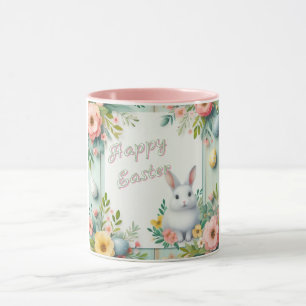 Cute, floral happy Easter bunny Mug