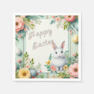 Cute, floral happy Easter bunny Napkin