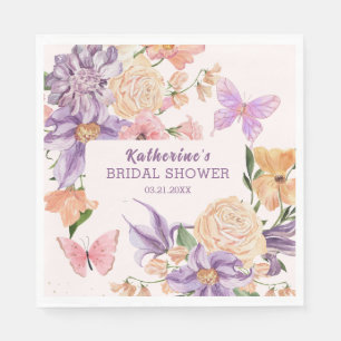 Cute Floral He Gives Me Butterflies Bridal Shower Napkin