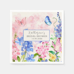 Cute Floral He Gives Me Butterflies Bridal Shower Napkin