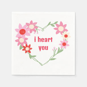 Cute floral heart Valentine's day quote Napkins