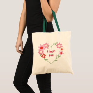 Cute floral heart Valentine's day quote Tote Bag