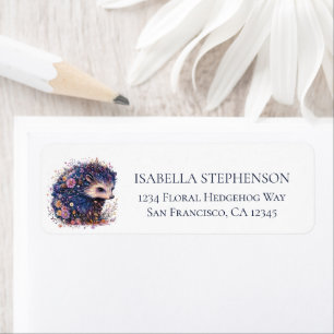 Cute Floral Hedgehog Chic Return Address Label
