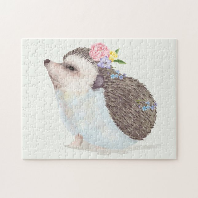 Cute Floral Hedgehog Jigsaw Puzzle (Horizontal)
