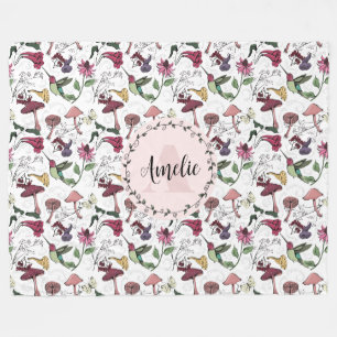 Cute Floral Hummingbird Garden Fleece Blanket