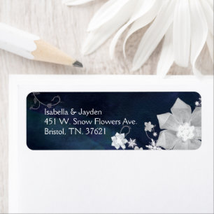 Cute Floral Indigo Wedding Return Address Label