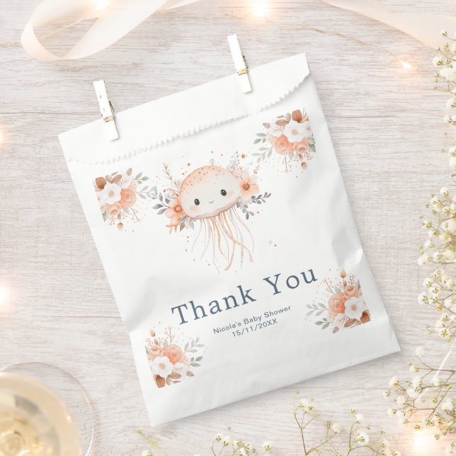 Cute Floral Jellyfish Baby Shower Favour Bag (Clipped)