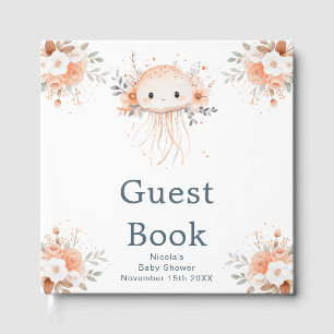 Cute Floral Jellyfish Baby Shower Guest Book