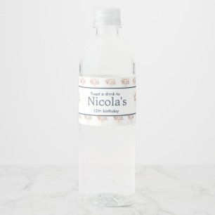 Cute Floral Jellyfish Birthday Party Water Bottle Label