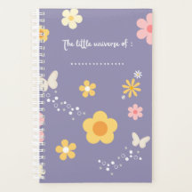 Cute Floral Journal Cover, Pastel Purple Notebook