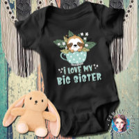Cute Floral Kawaii Racoon I Love My Big Sister