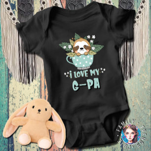 Cute Floral Kawaii Racoon I Love My G-Pa Baby Bodysuit