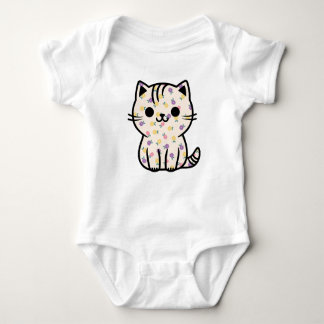 Cute floral kitty baby bodysuit