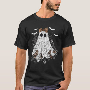 Cute Floral Lace Ghost Boujee Coquette Bow Spooky T-Shirt