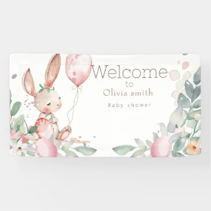 cute floral  little bunny baby shower  banner