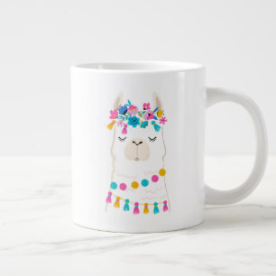 Cute Floral Llama Large Coffee Mug