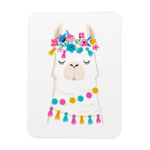 Cute Floral Llama Magnet