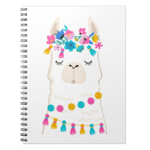 Cute Floral Llama Notebook