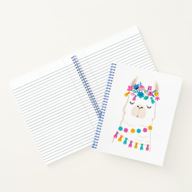 Cute Floral Llama Notebook (Inside)