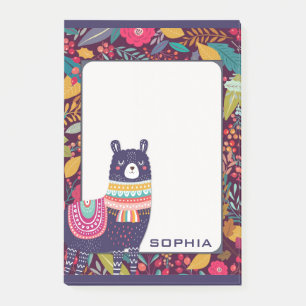 Cute Floral Llama Post-it Notes