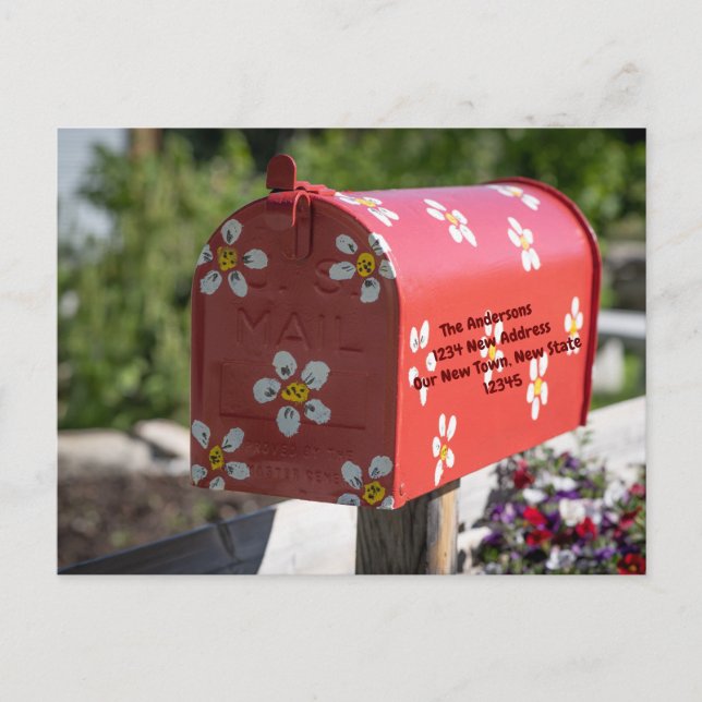 Cute Floral Mailbox We've Moved Change of Address Postcard (Front)