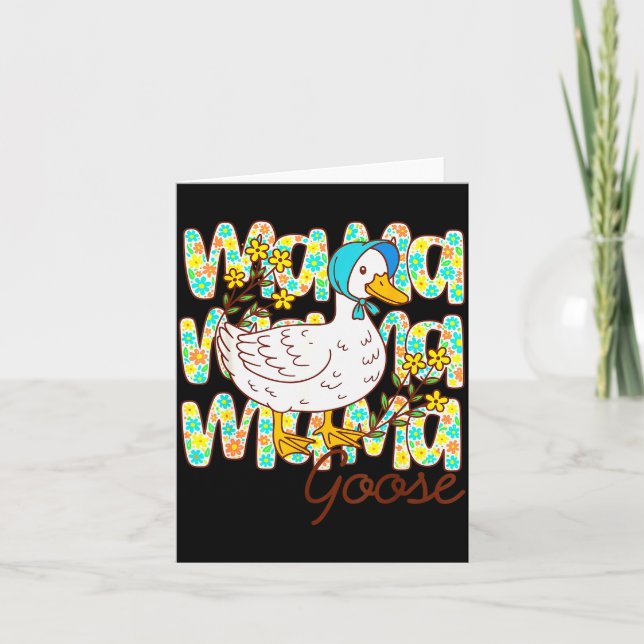 Cute Floral Mama Goose Coquette Mother's Day Silly Card (Front)