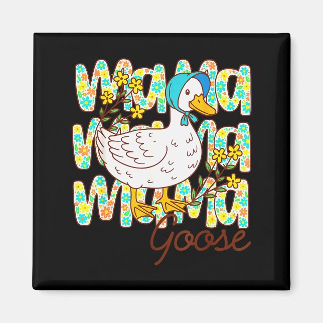 Cute Floral Mama Goose Coquette Mother's Day Silly Magnet (Front)