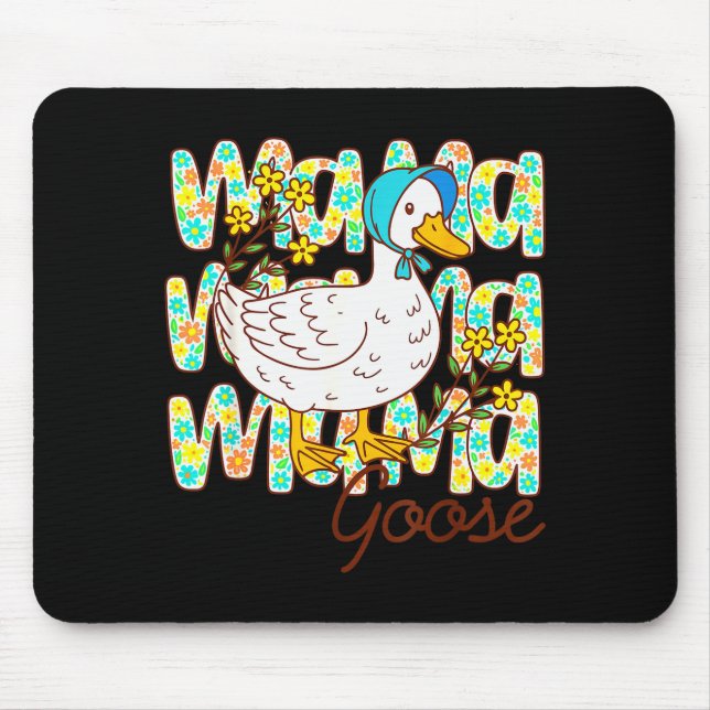 Cute Floral Mama Goose Coquette Mother's Day Silly Mouse Pad (Front)