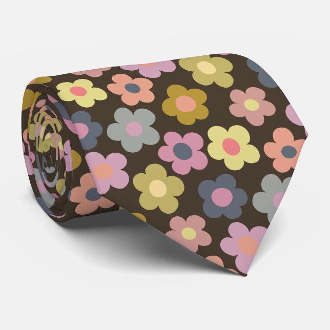 Cute Floral Meadow Pattern Neck Tie (Rolled)