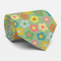 Cute Floral Meadow Pattern Neck Tie