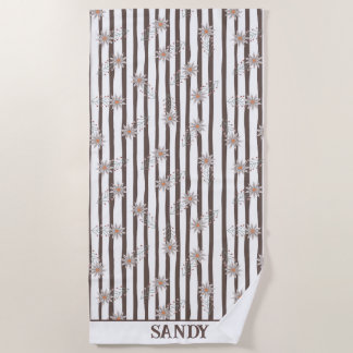 cute floral monogram name  beach towel