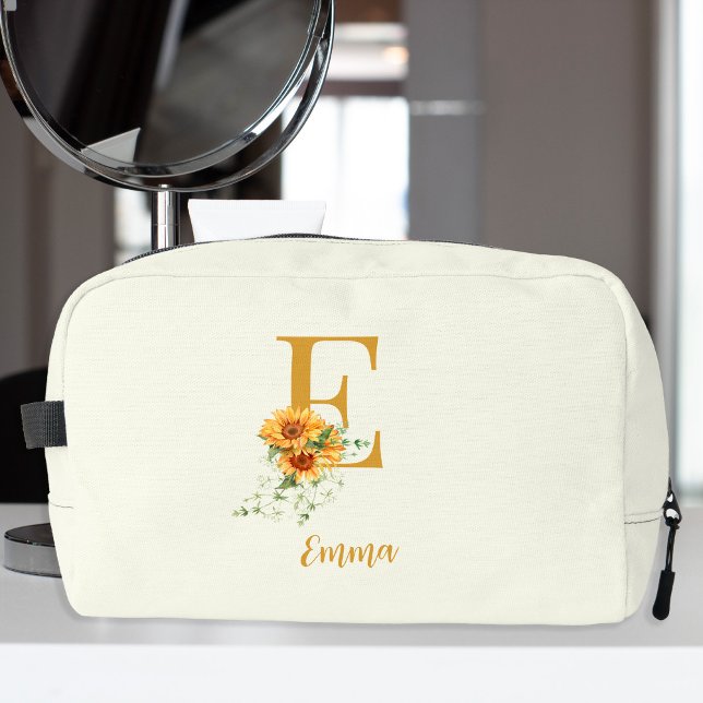 Cute floral monogram name personalised dopp kit (Creator Uploaded)