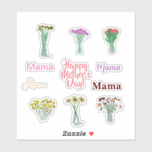 Cute Floral Mother’s Day Stickers +Mama Names
